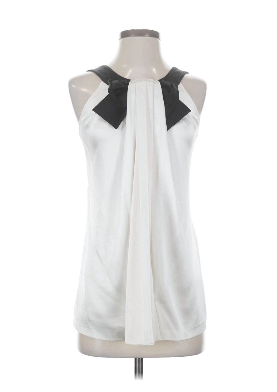 St. John Women's Black & White Draped Silk Tank Top 14